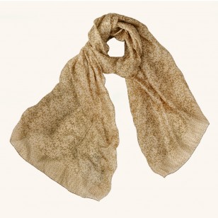 Foulard 100% seda "Jaipur",100 x 180 cms,estampada diseño corales beige